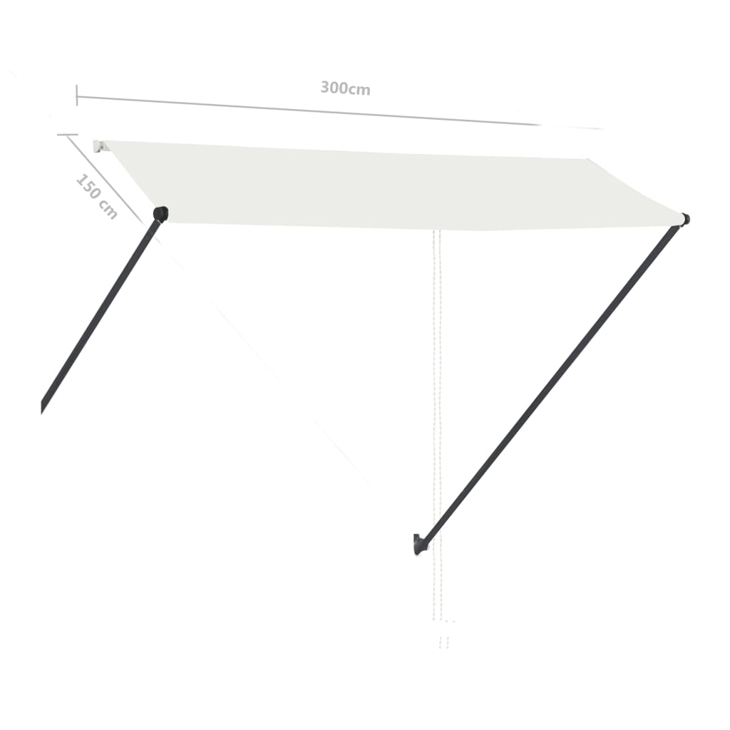 Copertină retractabilă cu LED, crem, 300 x 150 cm