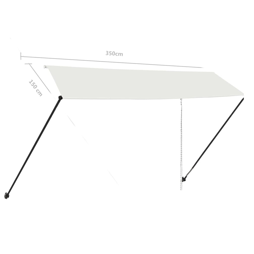 Copertină retractabilă cu LED, crem, 350 x 150 cm