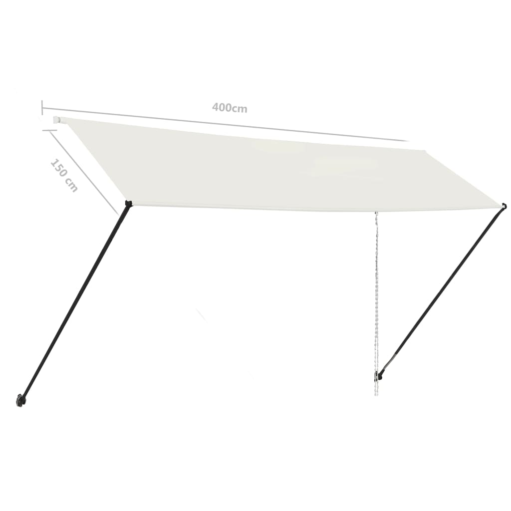 Copertină retractabilă cu LED, crem, 400 x 150 cm