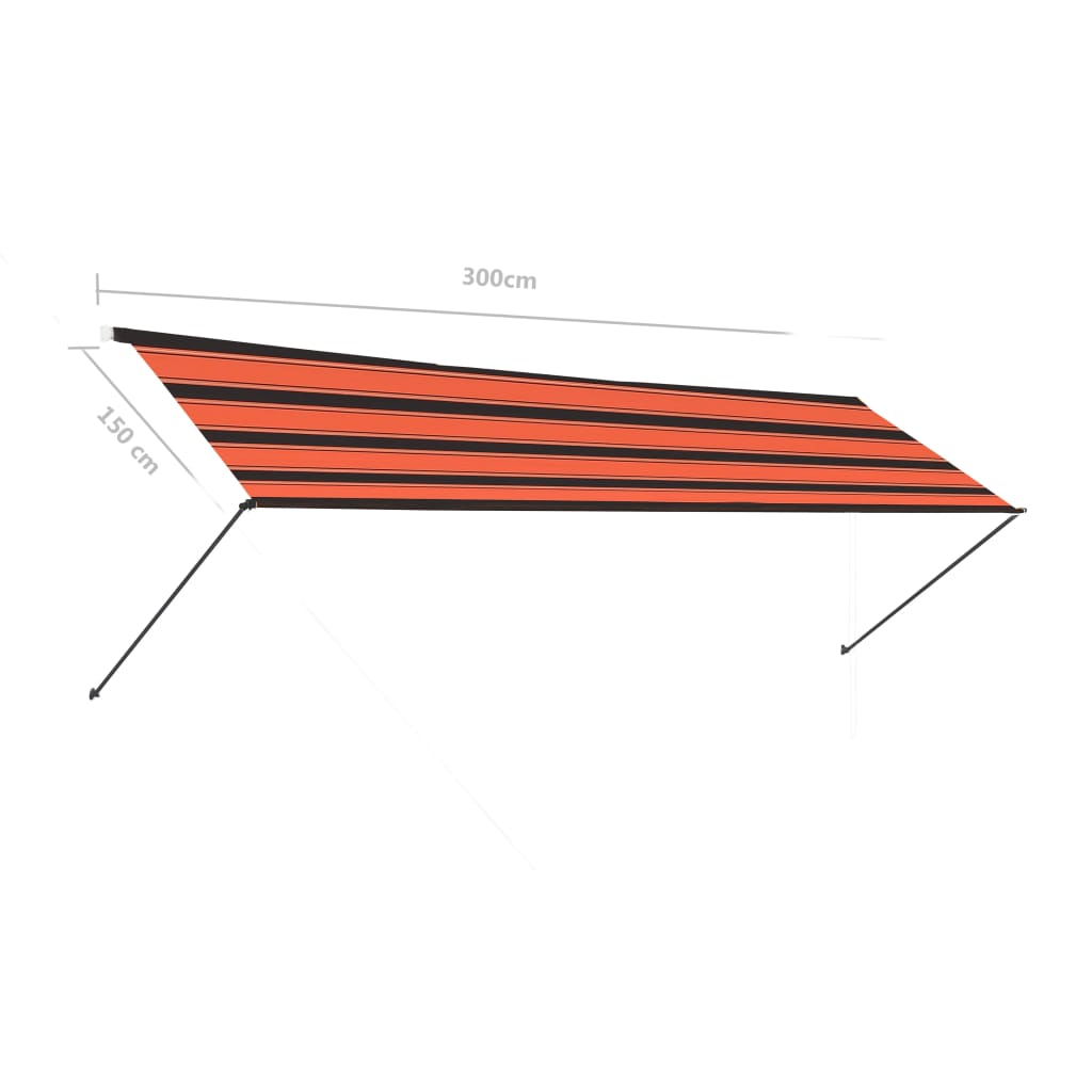 Copertină retractabilă cu LED, portocaliu și maro, 300 x 150 cm