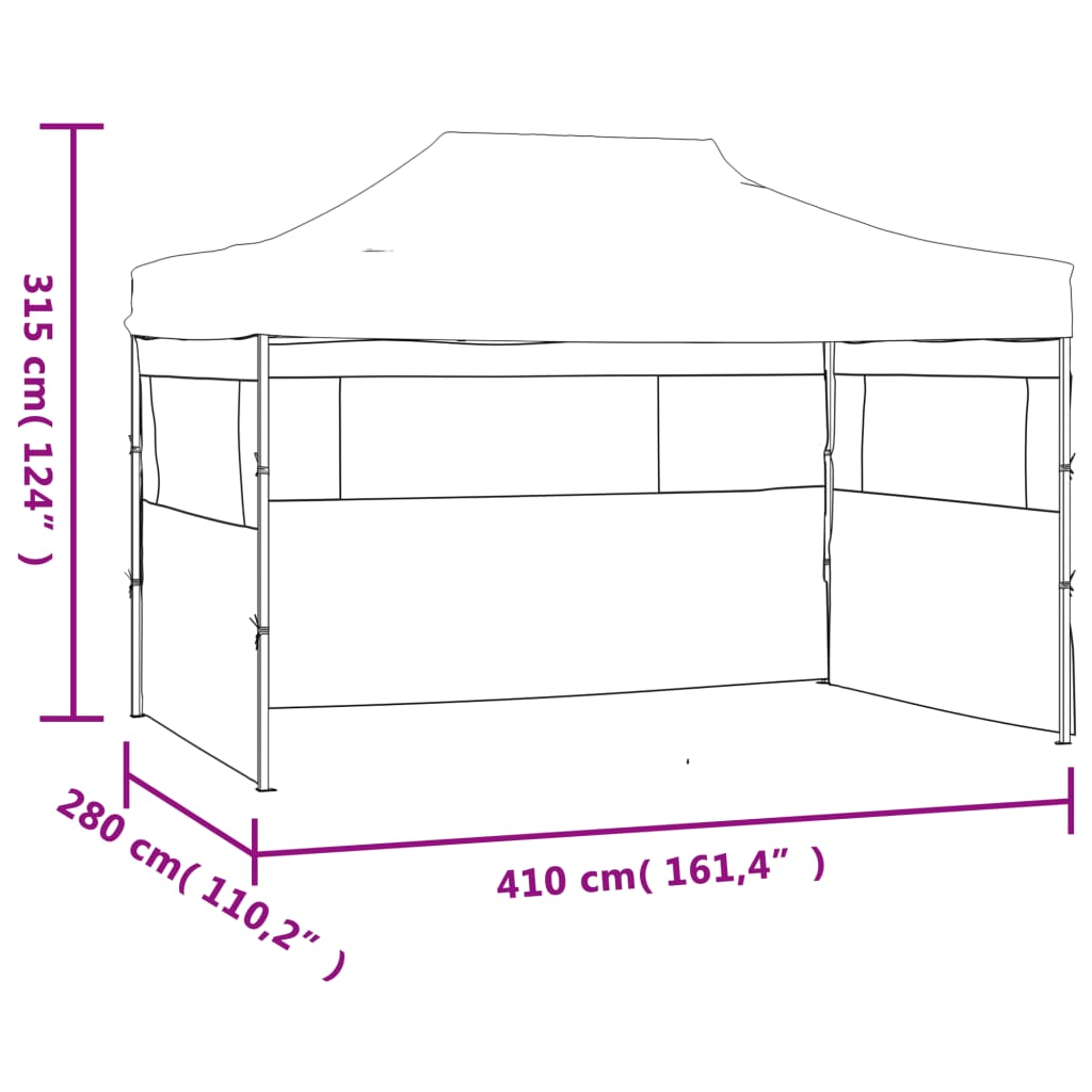 Cort de petrecere pliabil cu 3 pereți, antracit, 3 x 4 m, oțel