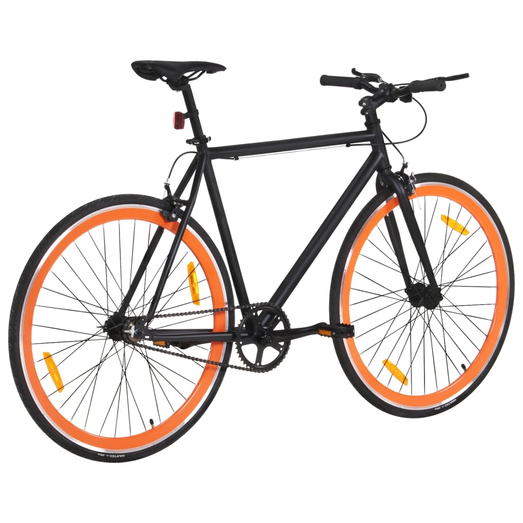 Bicicletă cu angrenaj fix, negru și portocaliu, 700c, 59 cm