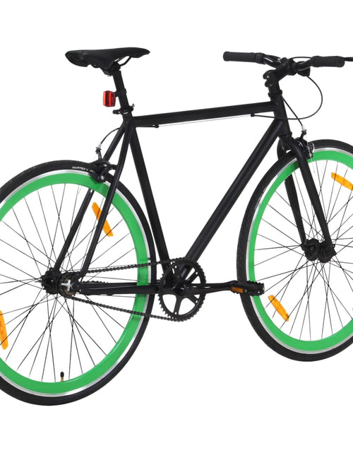 Încărcați imaginea în vizualizatorul Galerie, Bicicletă cu angrenaj fix, negru și verde, 700c, 55 cm
