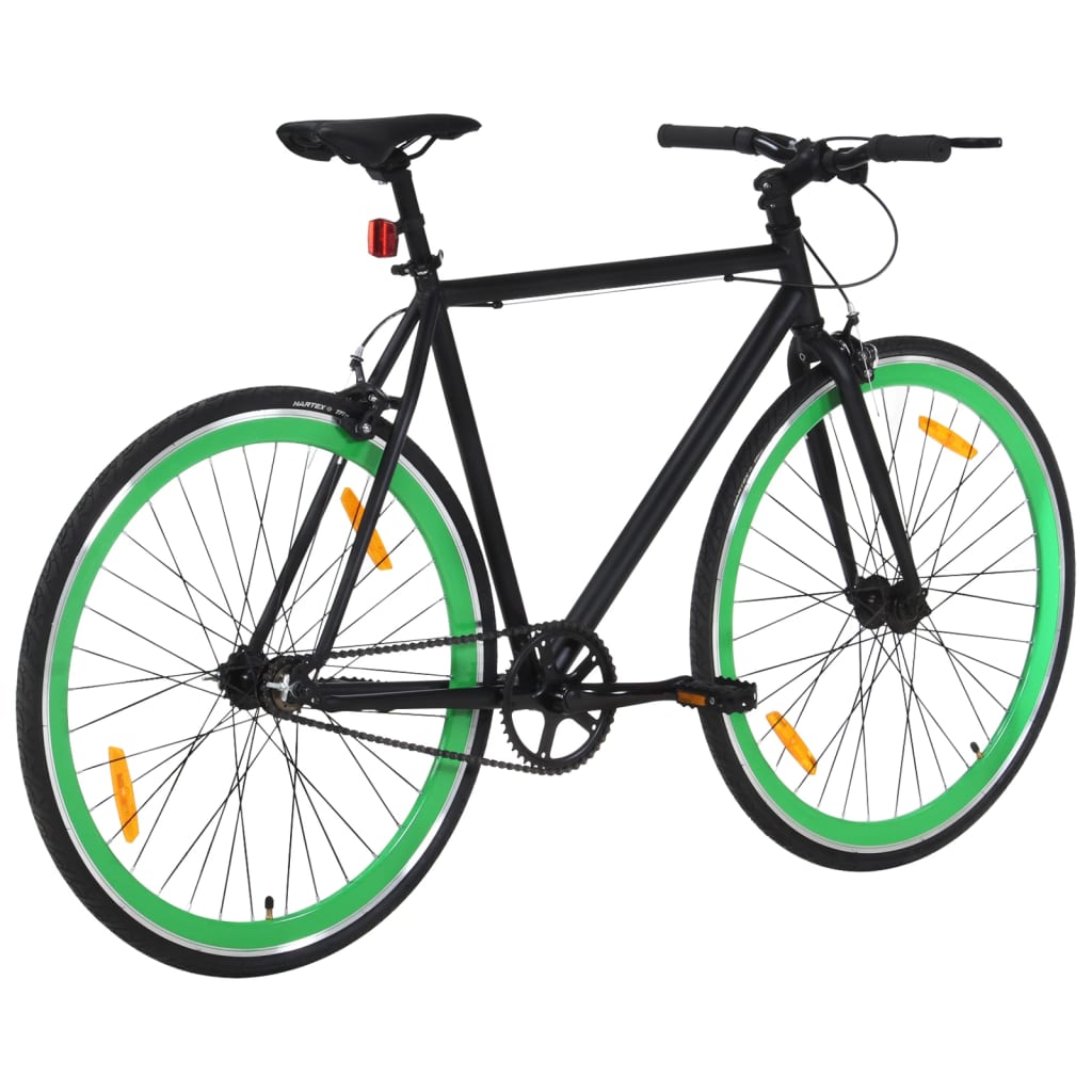 Bicicletă cu angrenaj fix, negru și verde, 700c, 55 cm