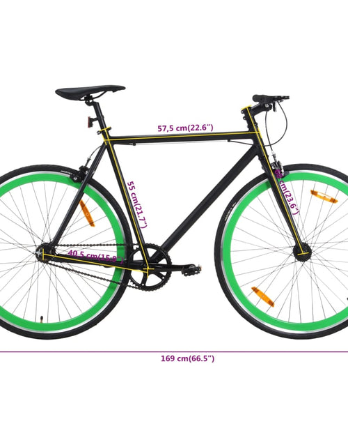 Încărcați imaginea în vizualizatorul Galerie, Bicicletă cu angrenaj fix, negru și verde, 700c, 55 cm
