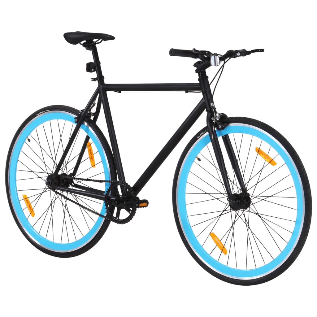 Bicicletă cu angrenaj fix, negru și albastru, 700c, 59 cm