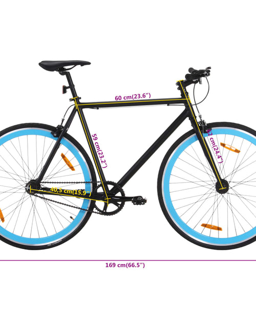 Încărcați imaginea în vizualizatorul Galerie, Bicicletă cu angrenaj fix, negru și albastru, 700c, 59 cm
