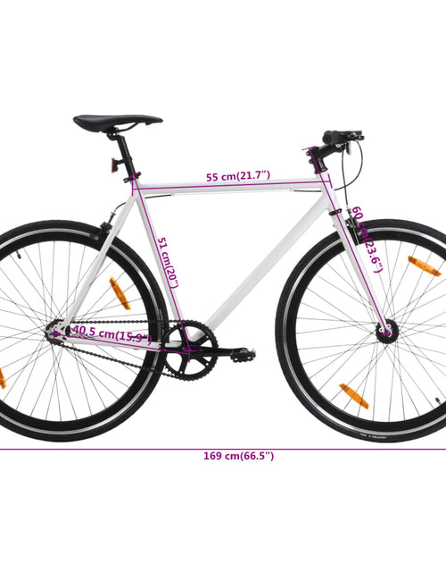 Încărcați imaginea în vizualizatorul Galerie, Bicicletă cu angrenaj fix, alb și negru, 700c, 51 cm
