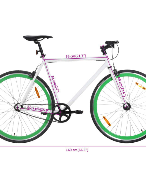 Загрузите изображение в средство просмотра галереи, Bicicletă cu angrenaj fix, alb și verde, 700c, 51 cm
