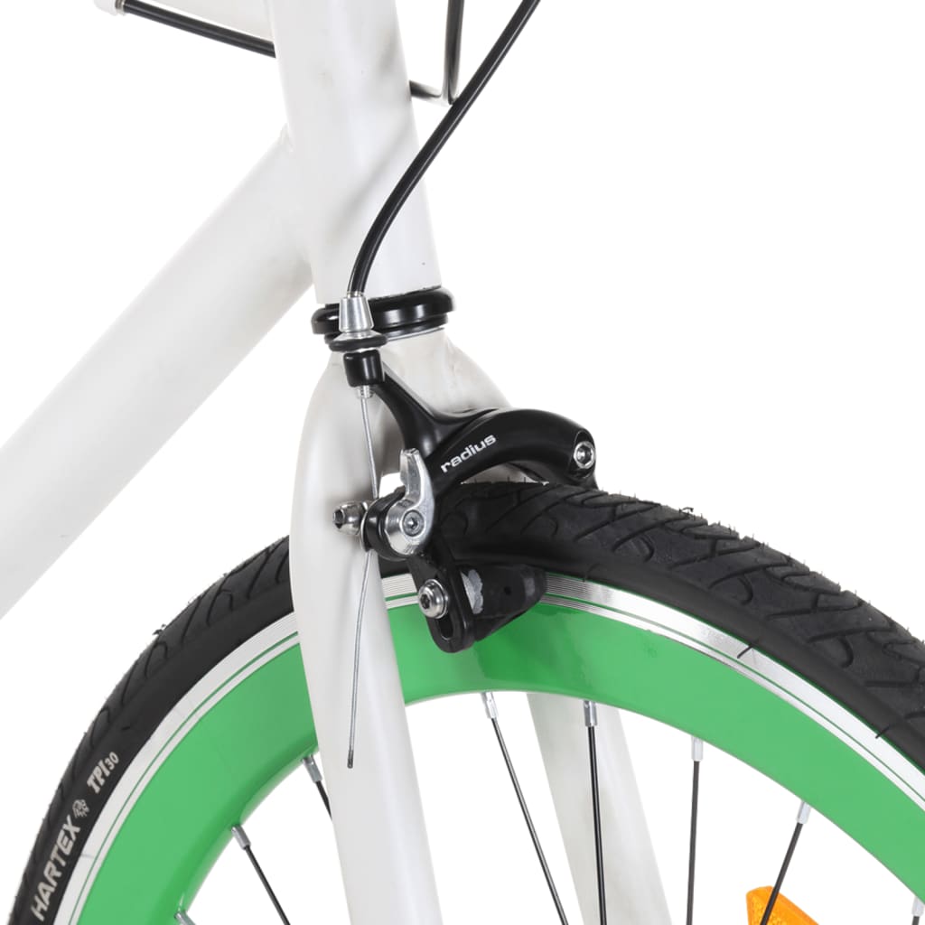 Bicicletă cu angrenaj fix, alb și verde, 700c, 59 cm