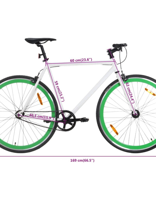 Încărcați imaginea în vizualizatorul Galerie, Bicicletă cu angrenaj fix, alb și verde, 700c, 59 cm
