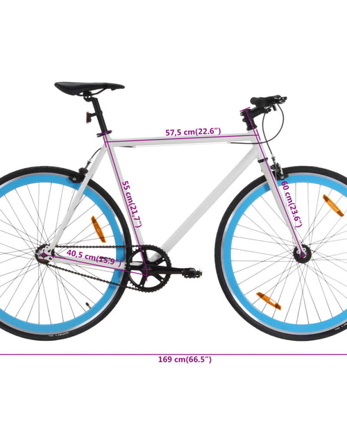 Încărcați imaginea în vizualizatorul Galerie, Bicicletă cu angrenaj fix, alb și albastru, 700c, 55 cm
