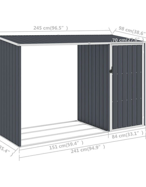 Încărcați imaginea în vizualizatorul Galerie, Șopron grădină lemne de foc, antracit 245x98x159 cm oțel zincat
