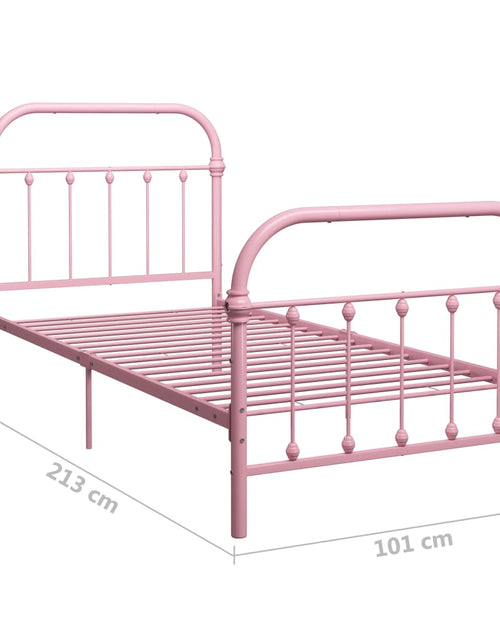 Încărcați imaginea în vizualizatorul Galerie, Cadru de pat, roz, 90 x 200 cm, metal
