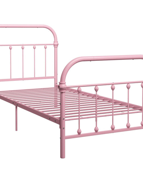 Încărcați imaginea în vizualizatorul Galerie, Cadru de pat, roz, 100 x 200 cm, metal
