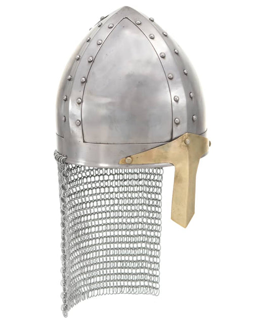 Загрузите изображение в средство просмотра галереи, Coif cavaler cruciat antichizat joc de rol argintiu oțel
