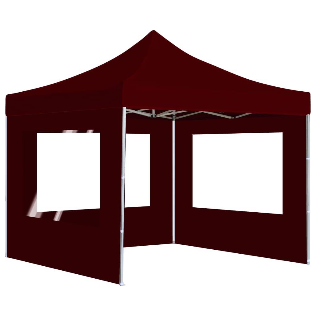 Cort de petrecere pliabil cu pereți, bordo, 2 x 2 m, aluminiu