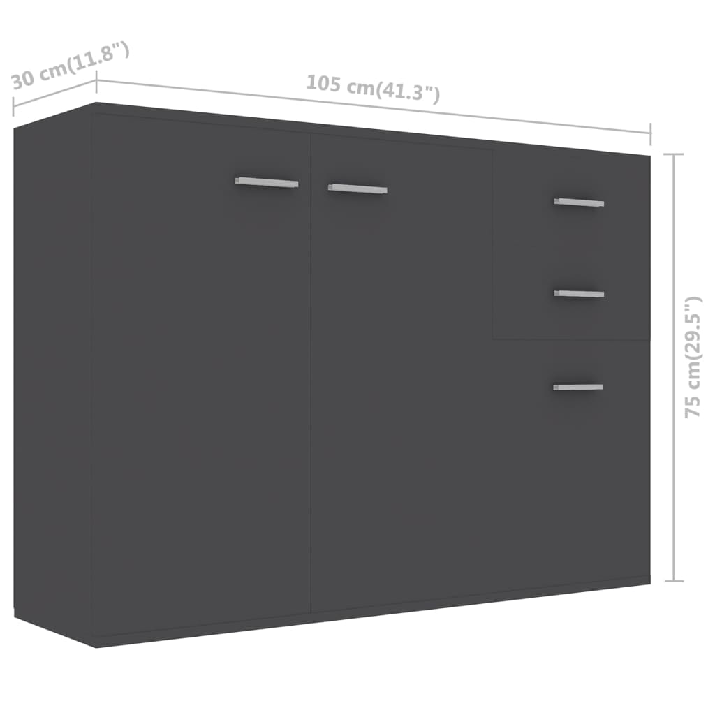 Dulap, gri, 105x30x75 cm, lemn prelucrat