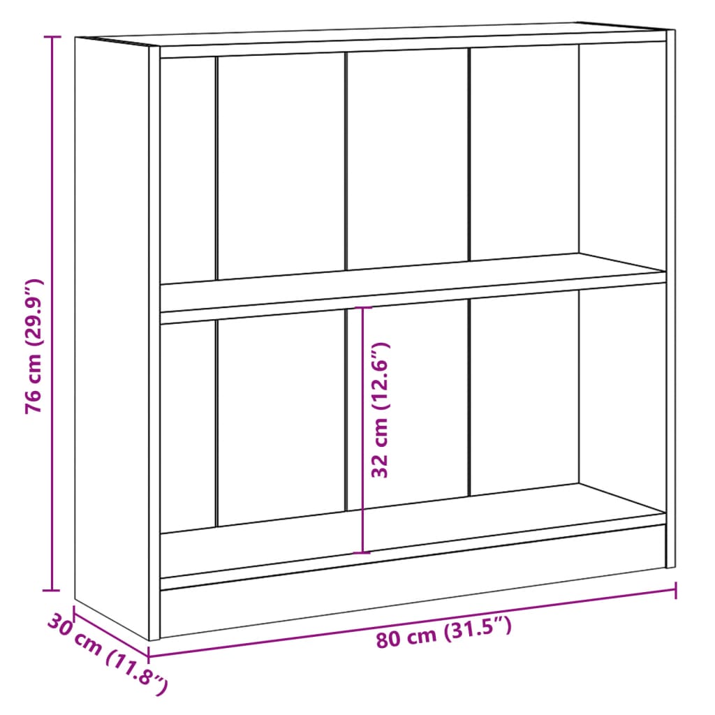 Bibliotecă, negru, 80 x 24 x 75 cm, PAL