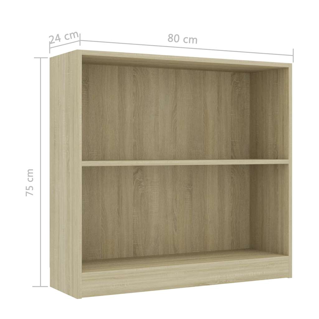 Bibliotecă, stejar sonoma, 80x24x75 cm, lemn prelucrat