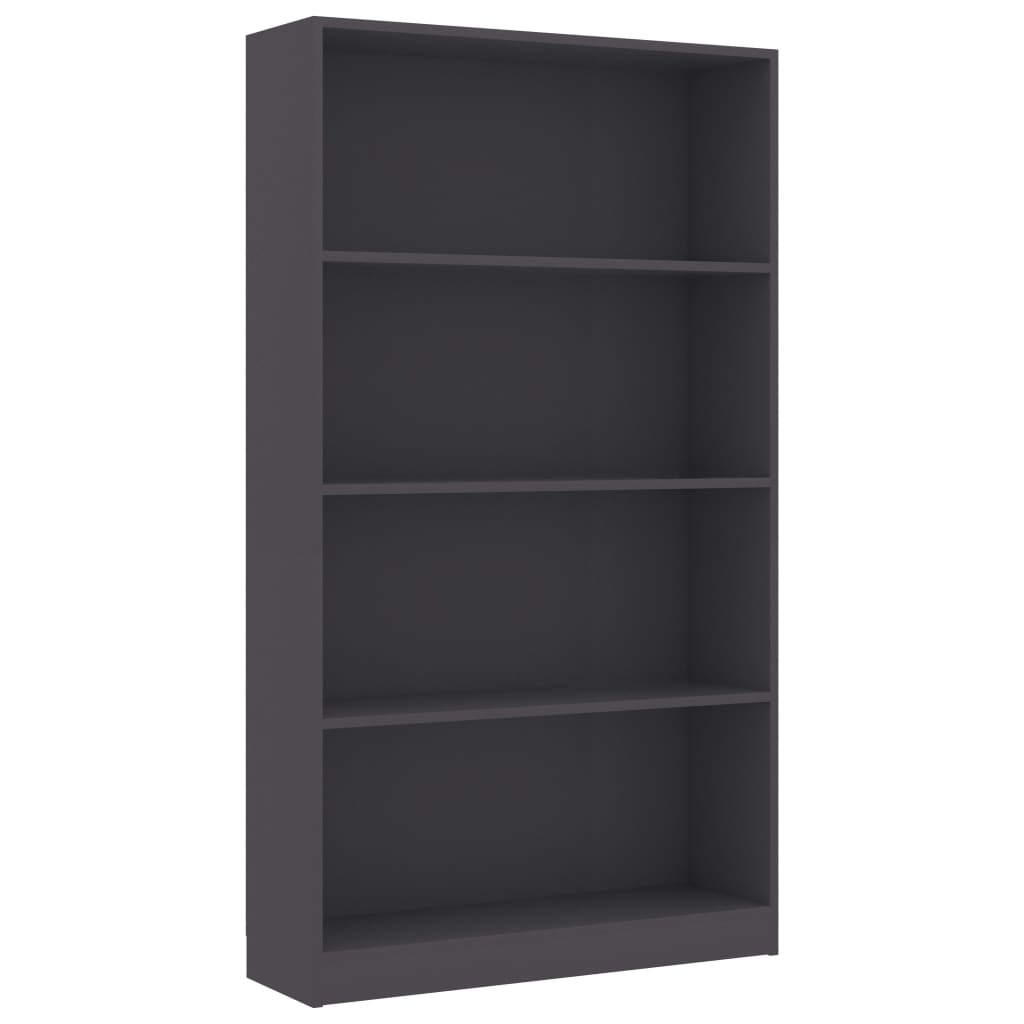 Bibliotecă cu 4 rafturi, gri, 80x24x142 cm, lemn prelucrat