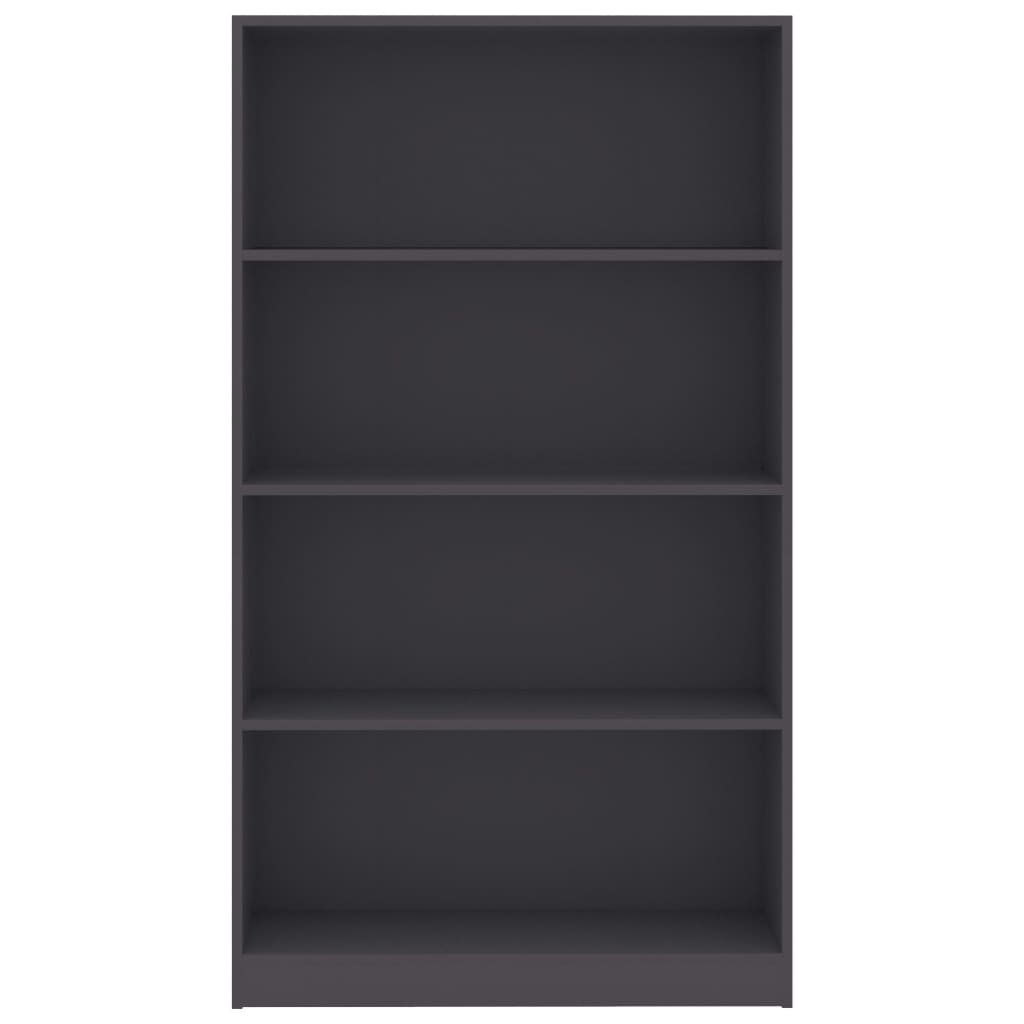 Bibliotecă cu 4 rafturi, gri, 80x24x142 cm, lemn prelucrat