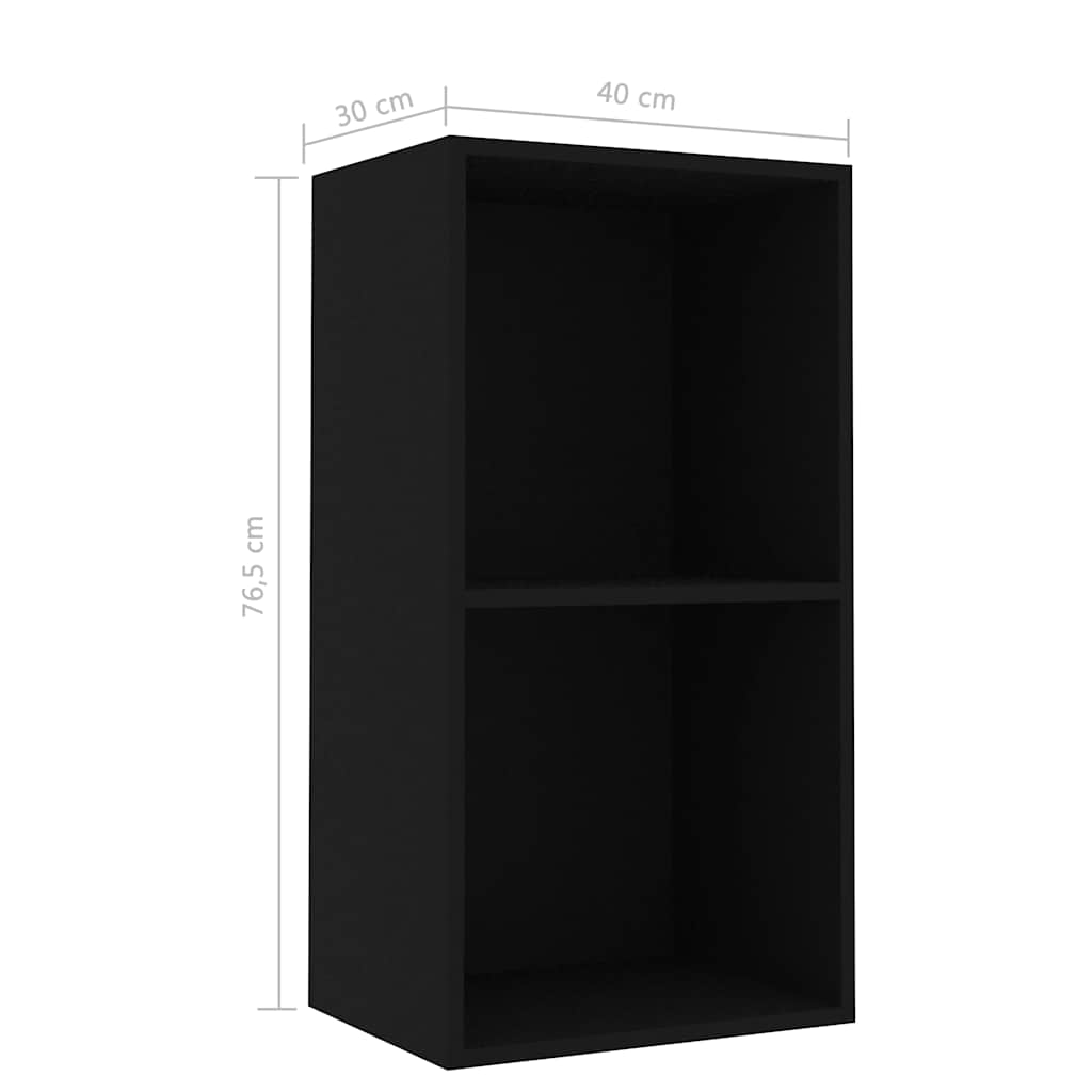 Bibliotecă, negru, 40x30x76,5 cm, lemn prelucrat