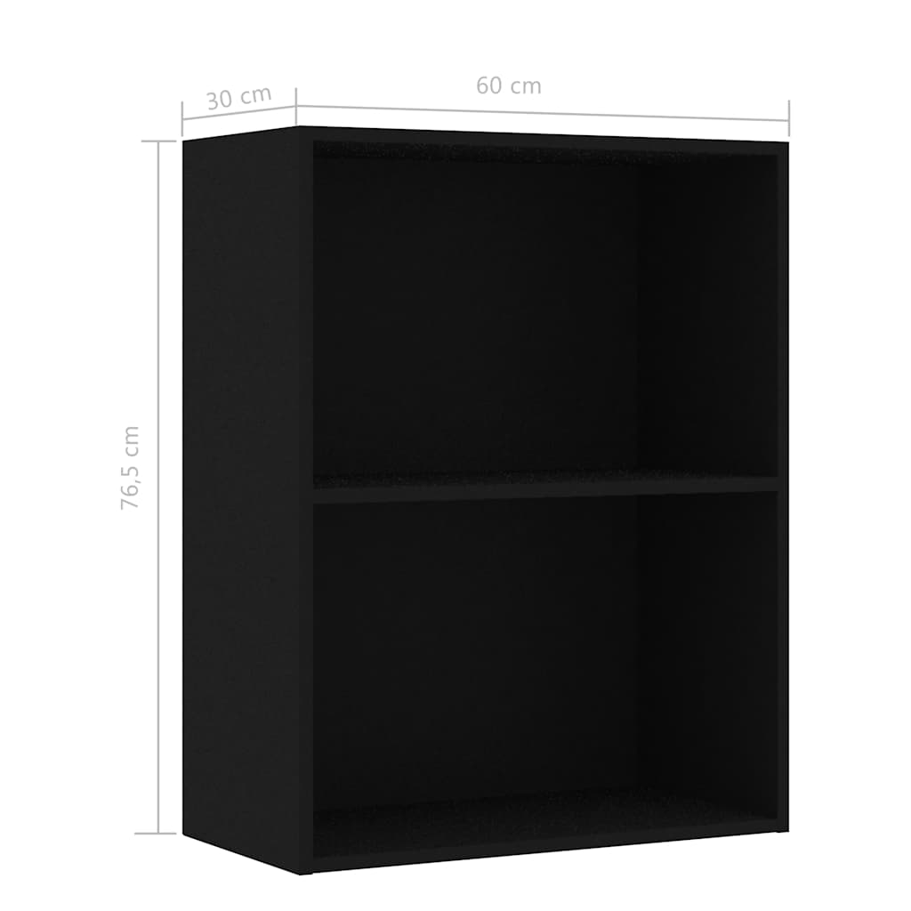 Bibliotecă, negru, 60x30x76,5 cm, lemn prelucrat