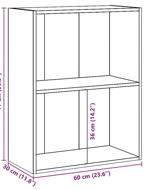 Încărcați imaginea în vizualizatorul Galerie, Bibliotecă cu 2 rafturi, gri beton, 60 x 30 x 76,5 cm, PAL
