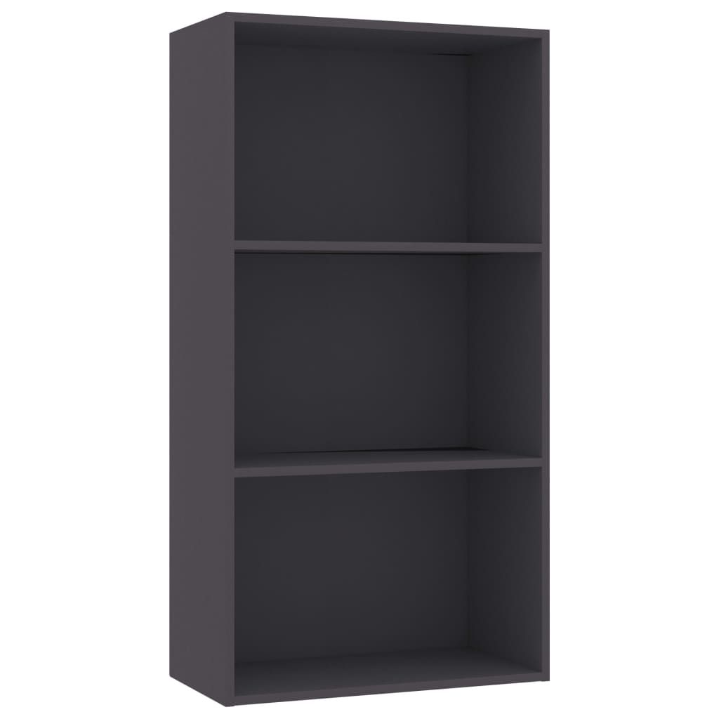 Bibliotecă cu 3 rafturi, gri, 60x30x114 cm, lemn prelucrat