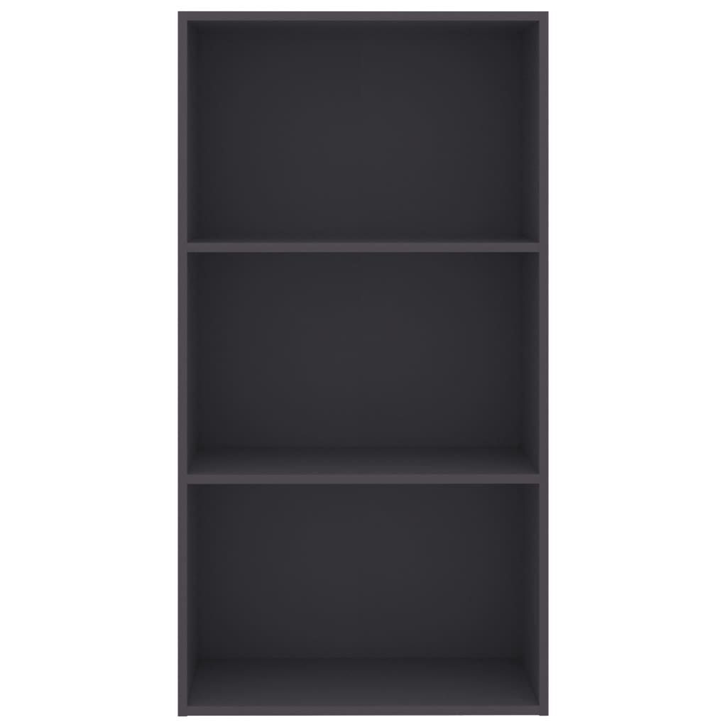 Bibliotecă cu 3 rafturi, gri, 60x30x114 cm, lemn prelucrat