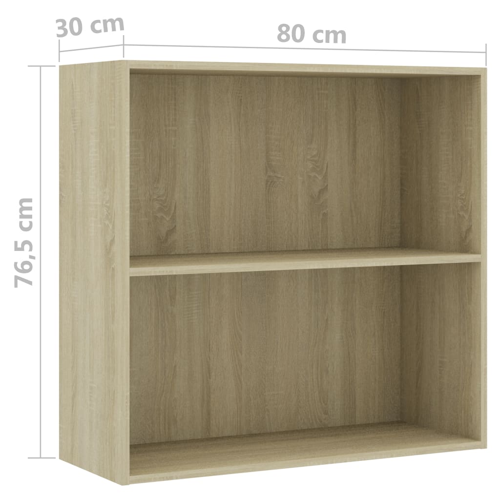 Bibliotecă, stejar sonoma, 80x30x76,5 cm, lemn prelucrat