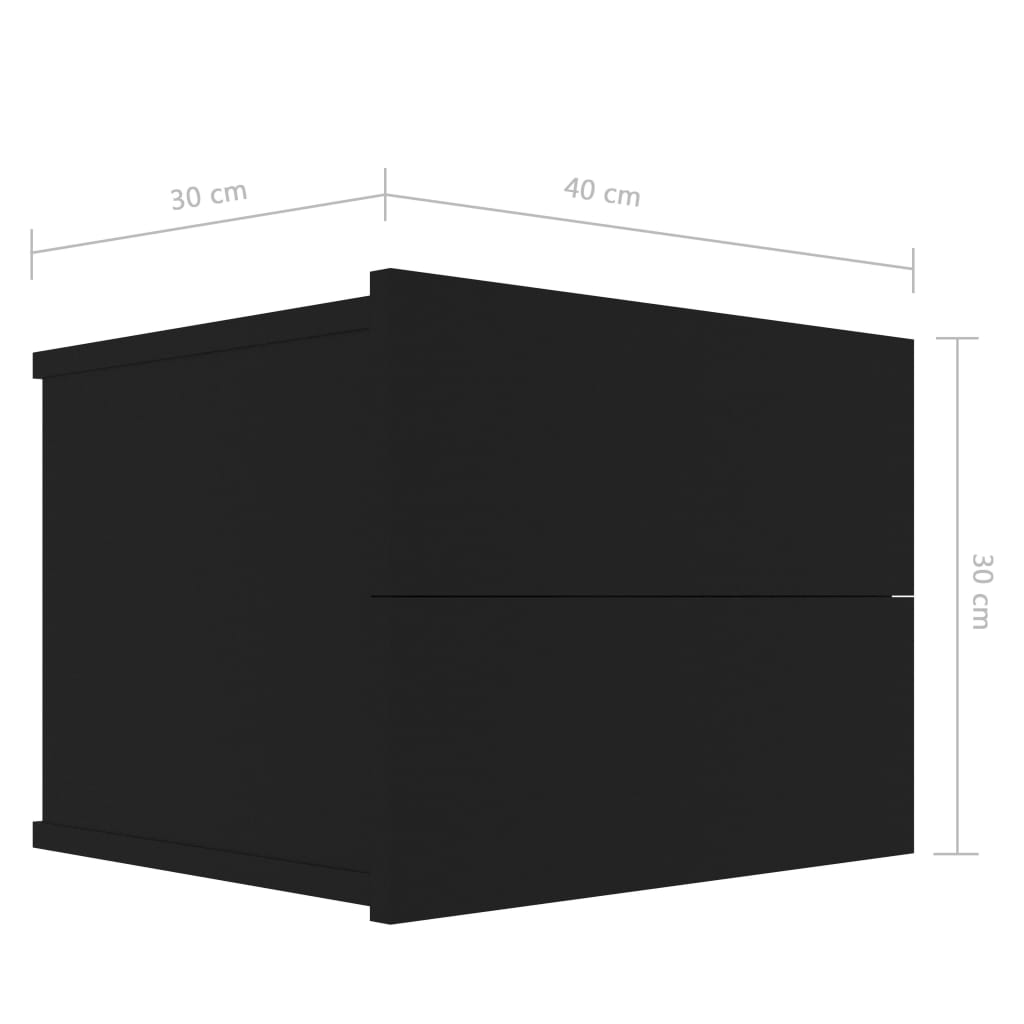 Noptieră, negru, 40x30x30 cm, lemn prelucrat