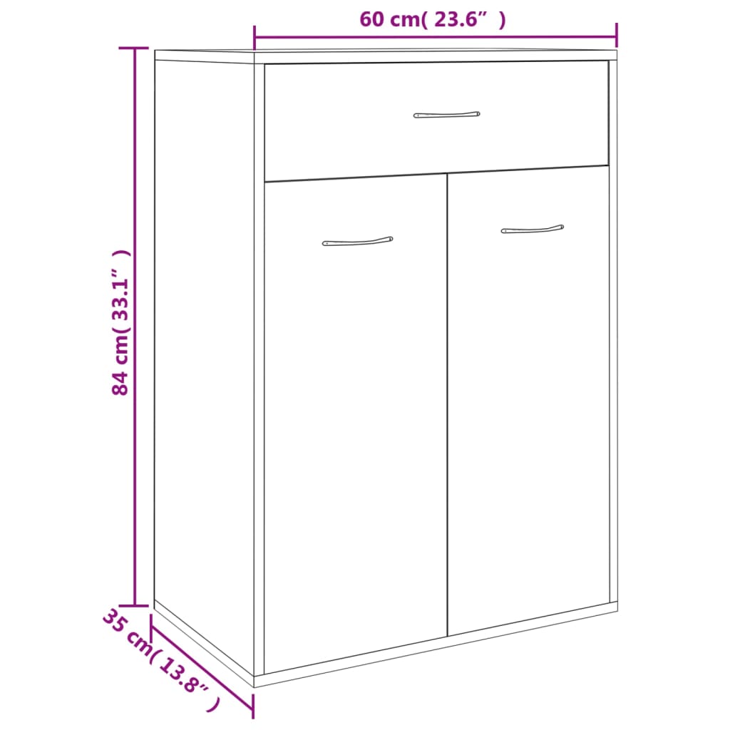 Pantofar, gri beton, 60x35x84 cm, lemn prelucrat