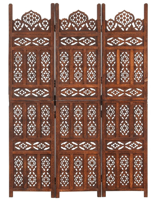 Загрузите изображение в средство просмотра галереи, Paravan cameră sculptat manual 3 panouri maro 120x165 cm mango
