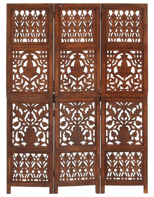 Загрузите изображение в средство просмотра галереи, Paravan cameră sculptat manual 3 panouri maro 120x165 cm mango
