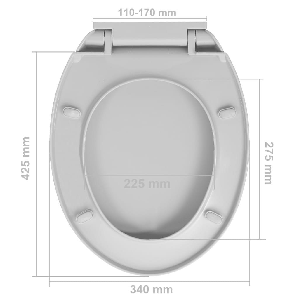 Capac WC cu închidere silențioasă, gri deschis, oval