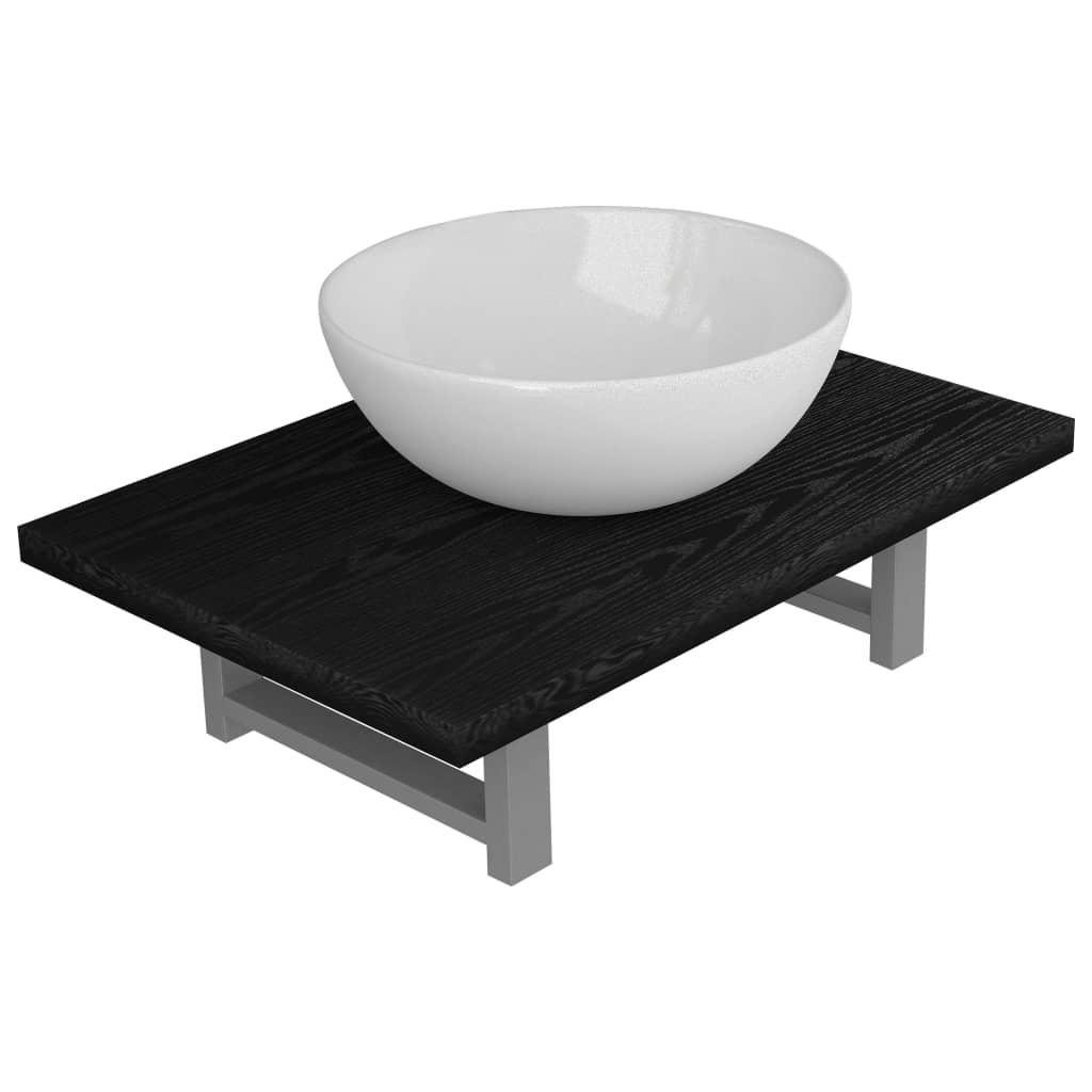 Set mobilier de baie, 2 piese, negru, ceramică