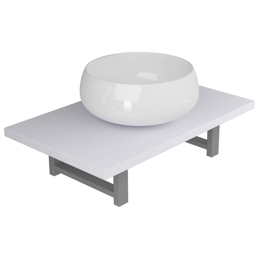 Set mobilier de baie, 2 piese, alb, ceramică