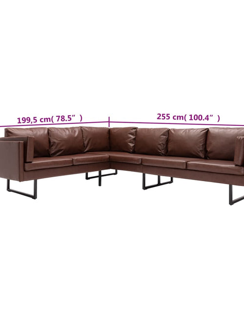 Загрузите изображение в средство просмотра галереи, Canapea de colț, maro, piele artificială
