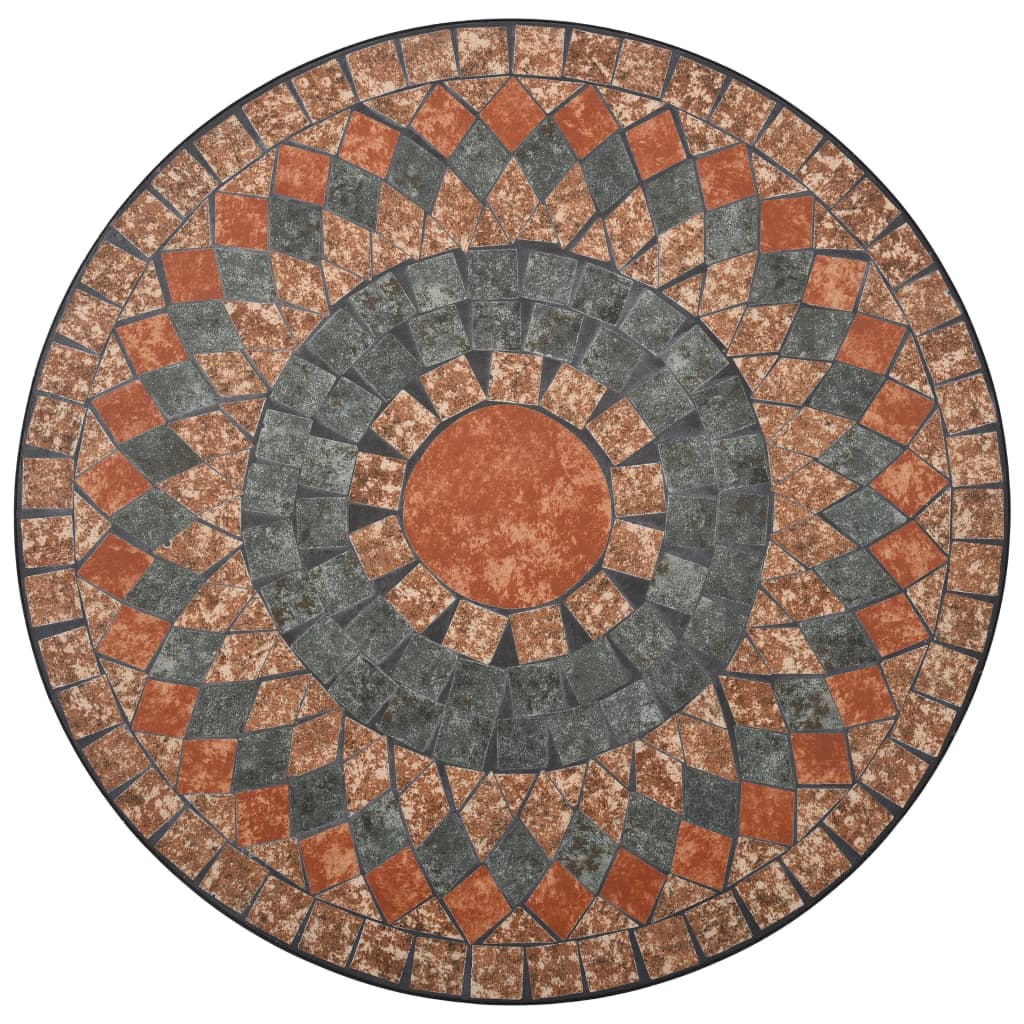 Set bistro mozaic, 3 piese, portocaliu/gri, placă ceramică