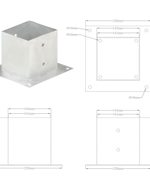 Загрузите изображение в средство просмотра галереи, Suporți stâlp, 4 buc., metal galvanizat, 141 mm
