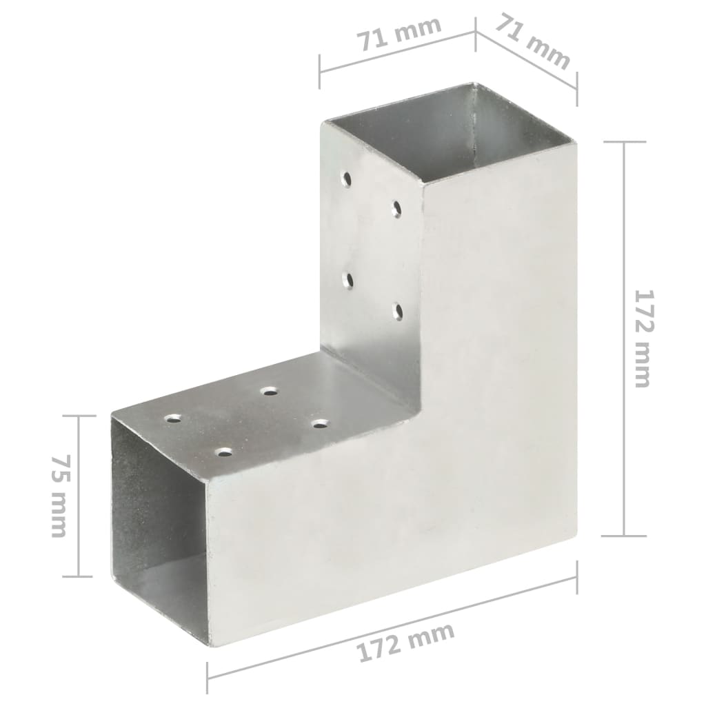 Conector de grindă, formă L, 71 x 71 mm, metal galvanizat