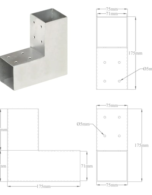 Încărcați imaginea în vizualizatorul Galerie, Conector de grindă, formă L, 71 x 71 mm, metal galvanizat
