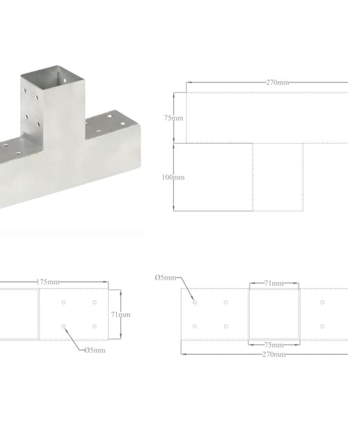 Încărcați imaginea în vizualizatorul Galerie, Conector de grindă, formă T, 71 x 71 mm, metal galvanizat
