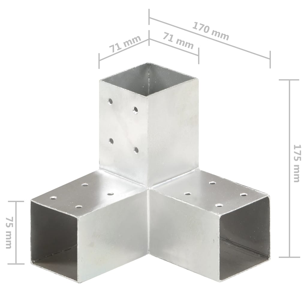 Conector de grindă, formă Y, 71 x 71 mm, metal galvanizat