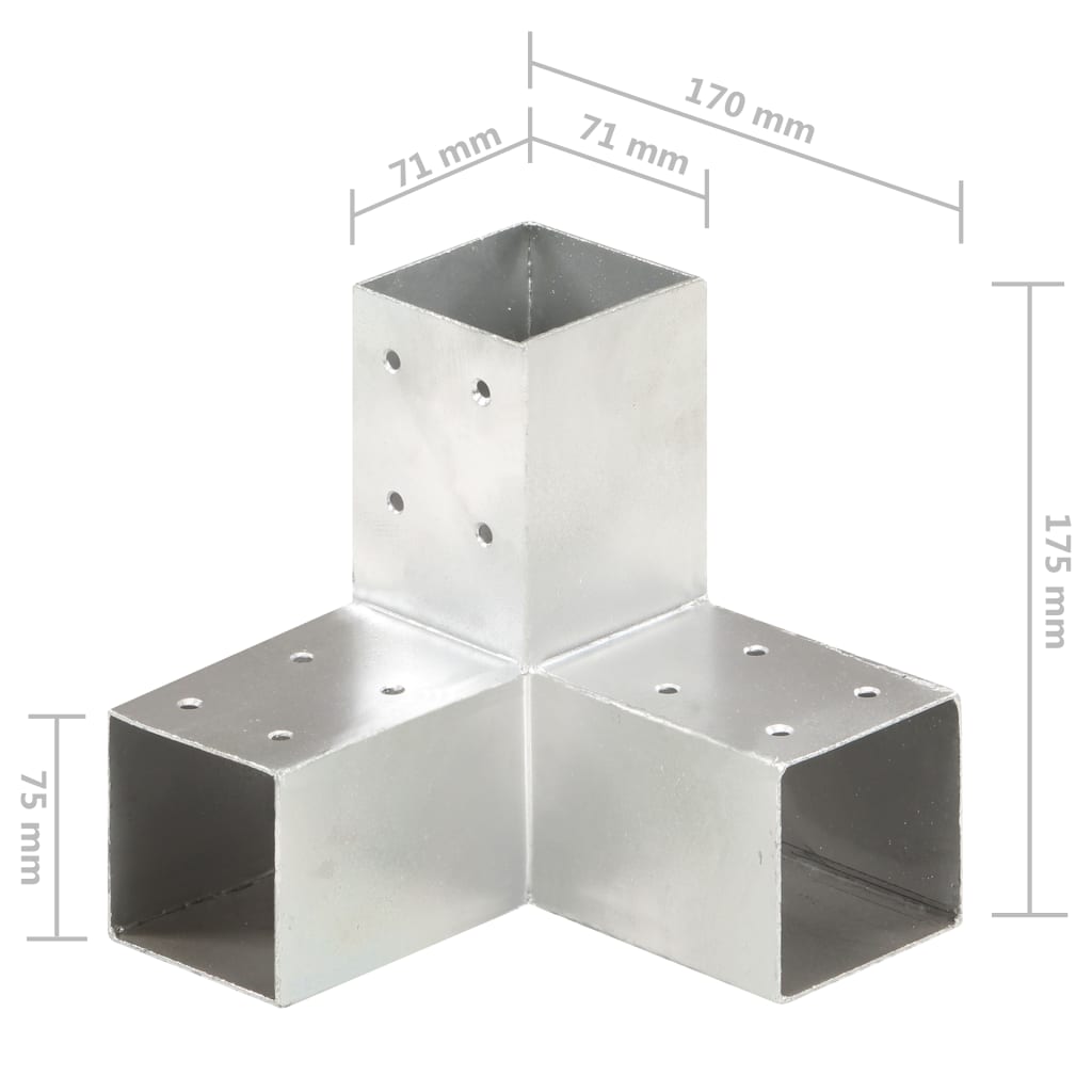 Conectori de grindă, formă Y, 4 buc, 71x71 mm, metal galvanizat