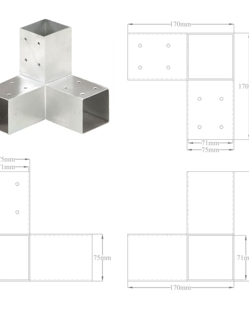 Загрузите изображение в средство просмотра галереи, Conectori de grindă, formă Y, 4 buc, 71x71 mm, metal galvanizat
