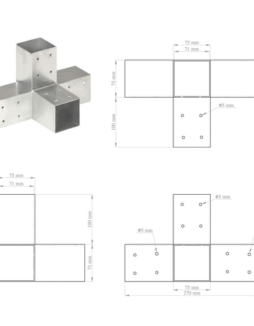 Загрузите изображение в средство просмотра галереи, Conector de grindă, formă X, 71 x 71 mm, metal galvanizat
