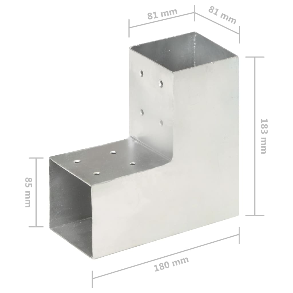 Conectori de grindă, formă L, 4 buc, 81x81 mm, metal galvanizat